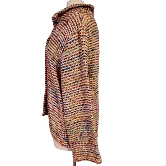 Chicos Design Size 2 L/12 Multicolor Blazer Jacket Shacket Overcoat Striped - Picture 3 of 5